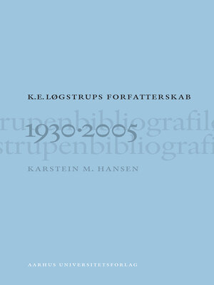 cover image of K. E. Logstrups forfatterskab